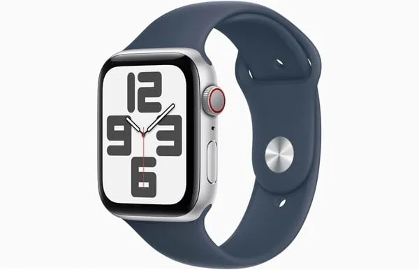 Apple Watch SE GPS + Cellular 44mm - Silver Aluminium Case with Storm Blue Sport Band - S/M